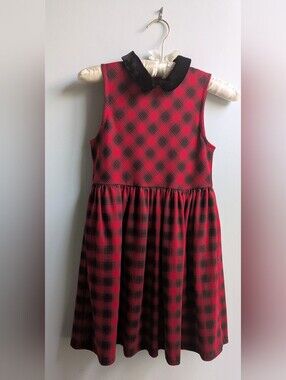 Polo Ralph Lauren Red/Black Buffalo Check Dress w/Velvet Collar Size Girls 8-10